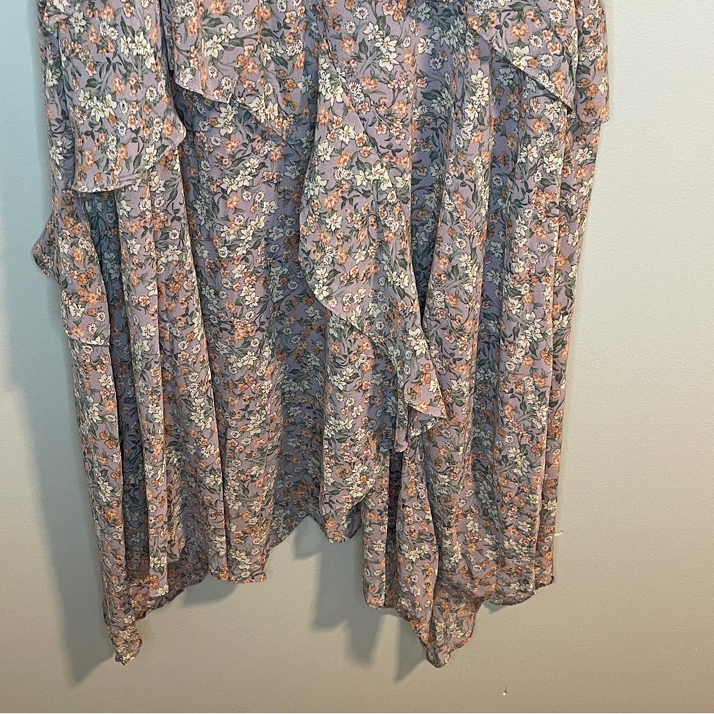 FLORET STUDIOS Tiered Ruffle Midi Dress in Lavender Multi Medium - Picture 7 of 11